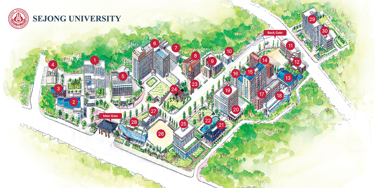 Bản đồ khuôn viên trường Đại học Sejong