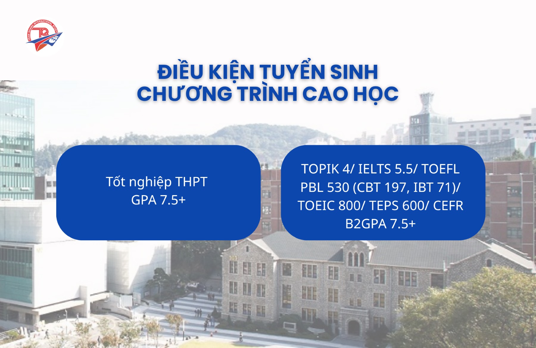 Điều kiện tuyển sinh cao học tại Đại học Chung Ang 2025
