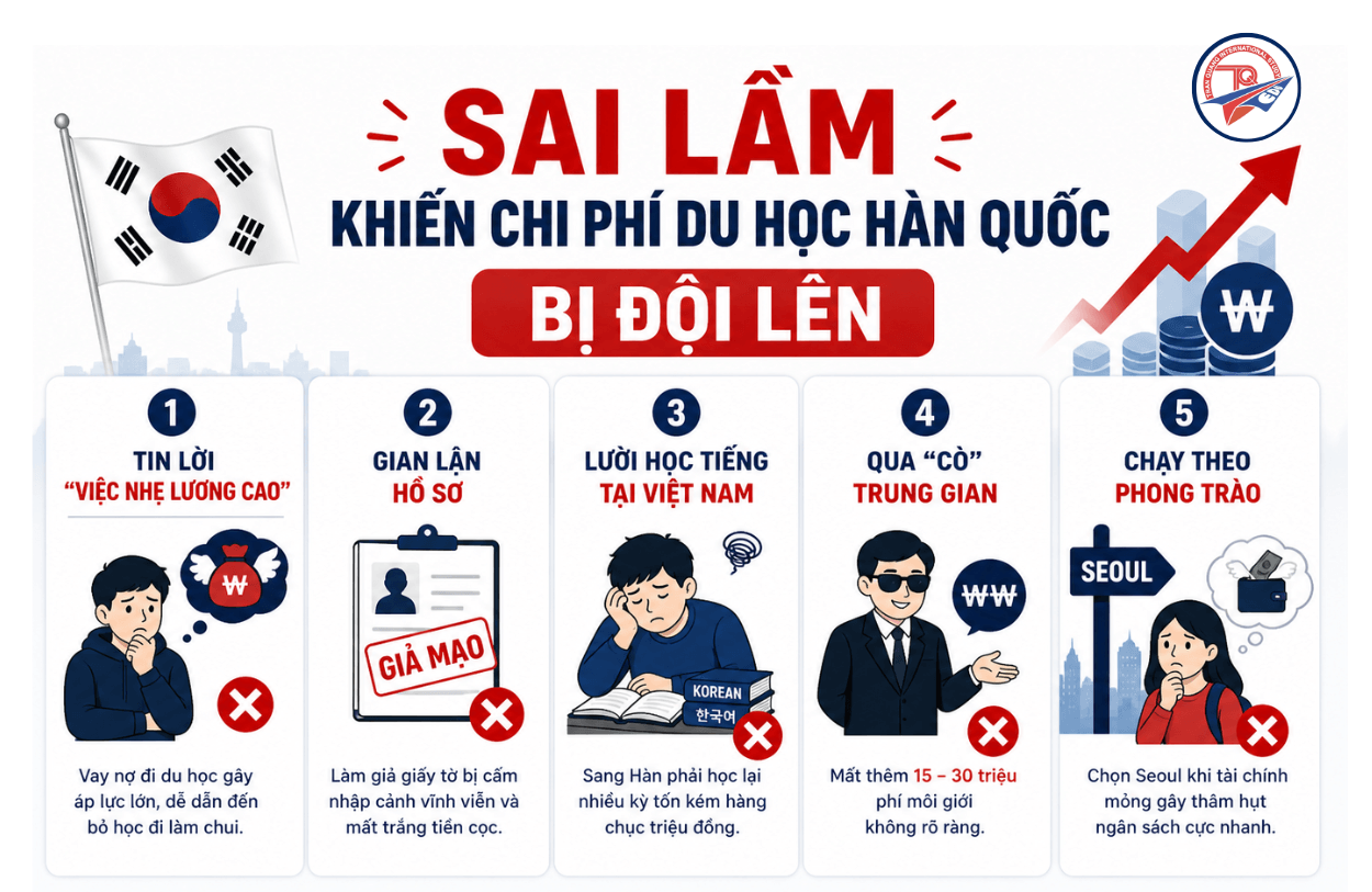 Sai lầm khiến chi phí du học Hàn Quốc bị đội lên