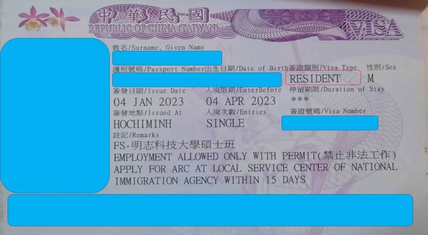 điều kiện xin visa du học đài loan