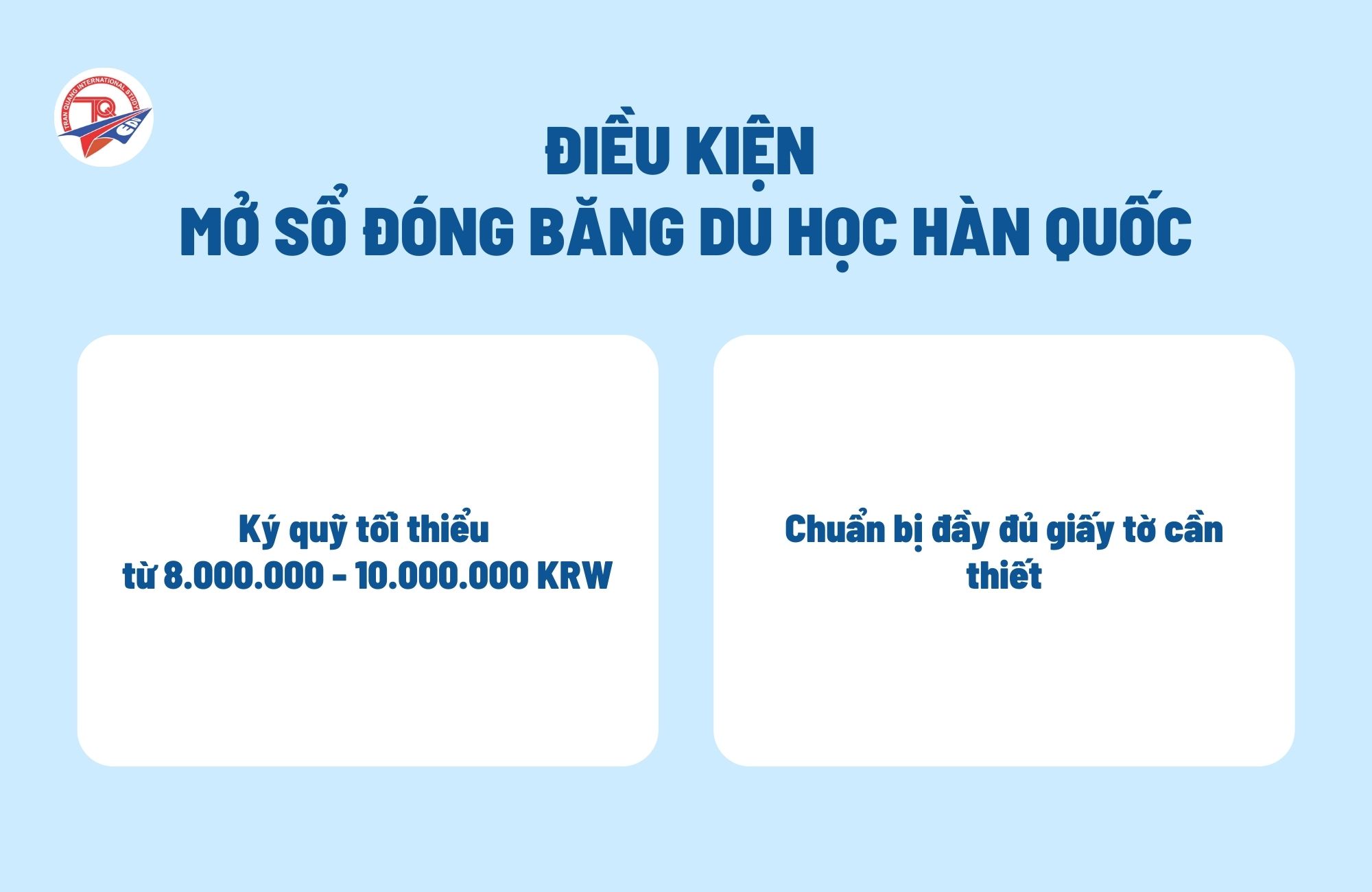Điều kiện mở sổ đóng băng du học Hàn Quốc